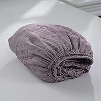 Vista 27 de S VICTORY SYMBOL Sábana bajera ajustable 100% de lino orgánico 78"x80" Cubrecolchón 1 Pieza, Bolsillo Profundo de 16 pulgadas, Ropa de Cama de Lino