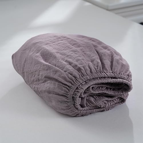 Miniatura 27 de S VICTORY SYMBOL Sábana bajera ajustable 100% de lino orgánico 78"x80" Cubrecolchón 1 Pieza, Bolsillo Profundo de 16 pulgadas, Ropa de Cama de Lino