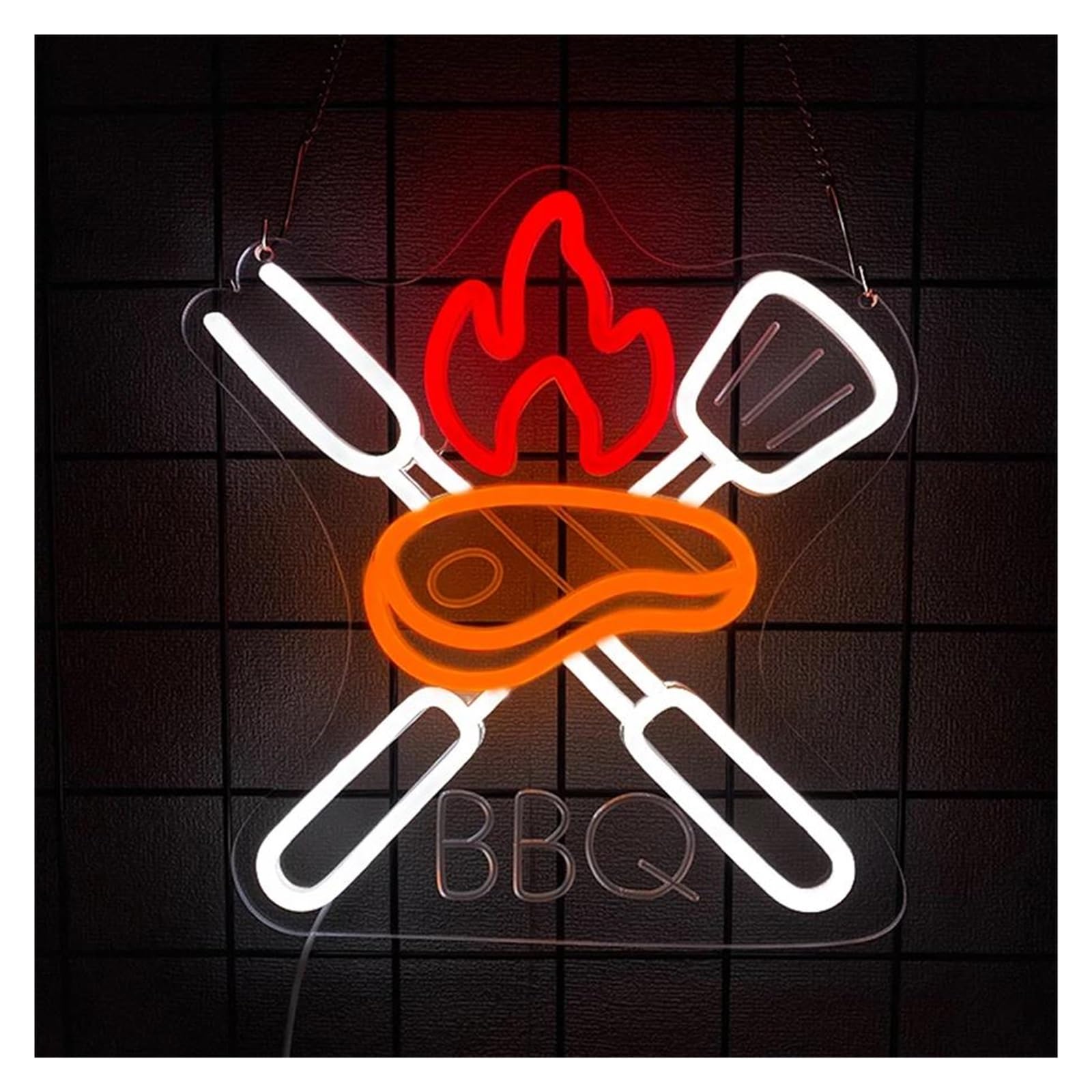 SHOUXI Sign Lamp BBQ Neon Sign Barbecue Light Dimmable USB Powered for Restaurant Store Holiday Home Party Man Cave Bar Food Wall Decor 28cmx30cm