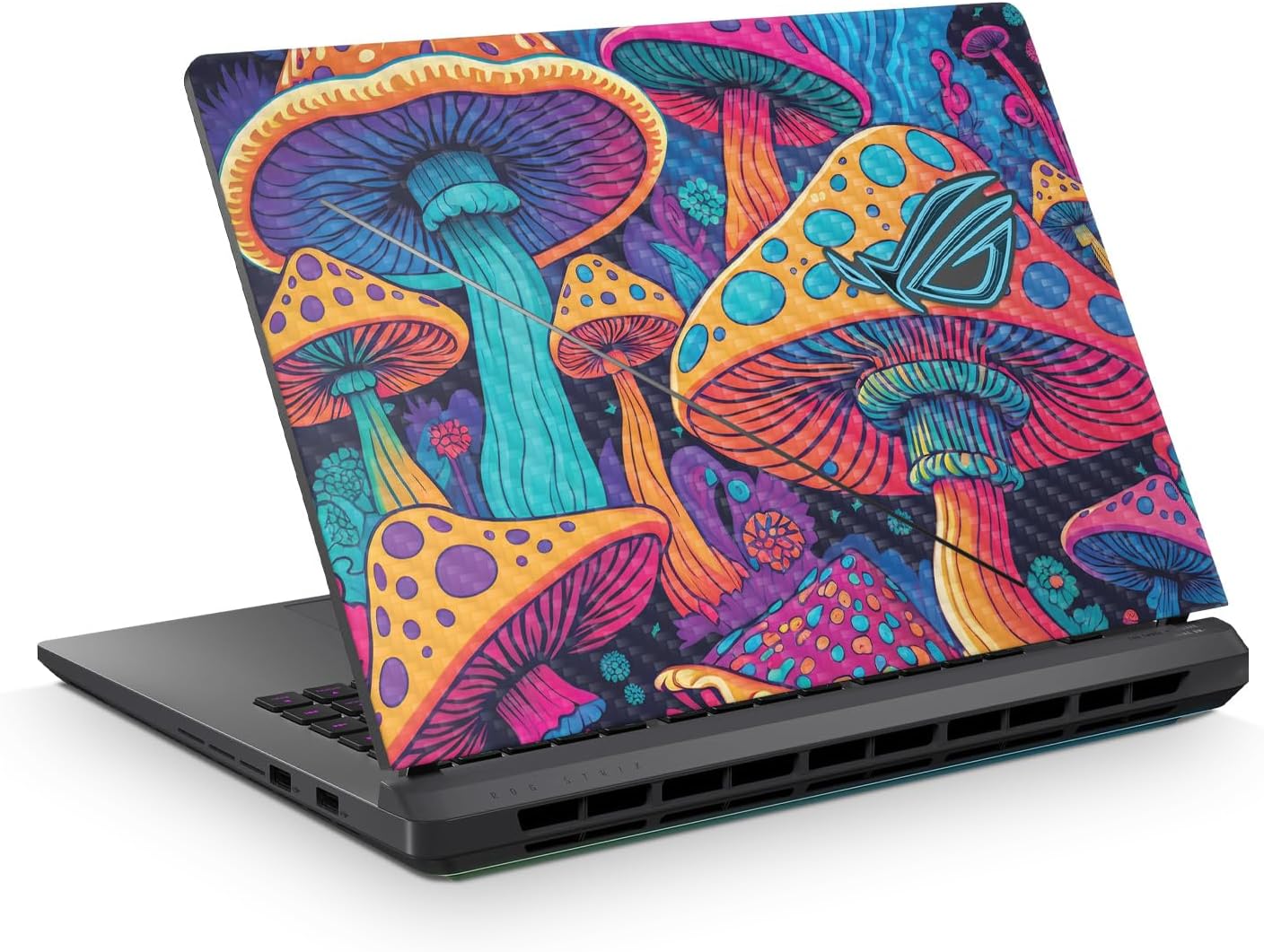 Carbon Fiber Laptop Skin Compatible with Asus ROG Strix G16 (2025) - Mushrooms - Premium 3M Vinyl Protective Wrap Decal Cover - Easy to Apply | Crafted in the USA by MightySkins
