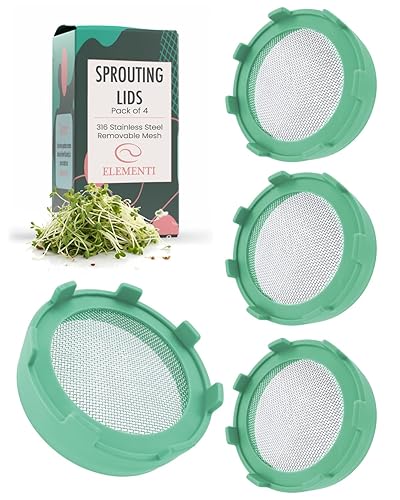 Elementi Sprouting Lids for Wide Mouth Mason Jars (Set of