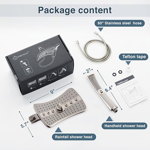 Miniatura 39 de BRIGHT SHOWERS Cabezal de ducha de alta presión con mano, cabezal de ducha doble de bronce aceitado con rociador de lluvia, ducha de mano Bronce