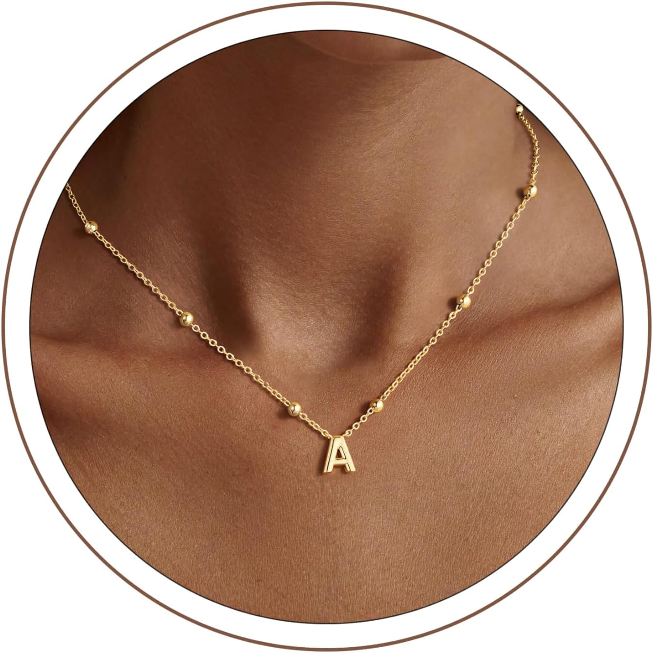Turandoss Initial Necklaces for Women Girls - 14K Gold Plated Choker Necklace for Women Cute Letter Initial Necklaces for Womens Teen Girls Trendy Jewelry Gifts