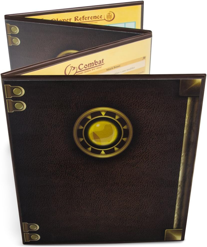 Stratagem The Master's Tome 4-Panel Customizable GM Screen with Free Inserts – Dry Erase, Dungeon & Game Master Accessory for Tabletop RPG Campaigns (Brown)