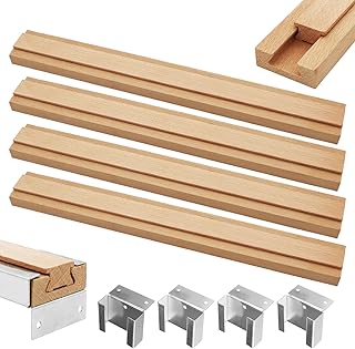 Wood Drawer Slides 4PCS 16 Inch Wooden Drawer Rails Classic Wood Center Guide Track with Metal Slide Glides Bracket Drawer Glides Rails Replacement Kit