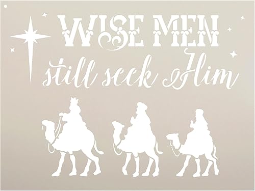 StudioR12 - Plantilla de Wise Men Still Seek Him por StudioR12  Arte de palabras de camellos navideños  Plantilla de Mylar reutilizable  Pintura,