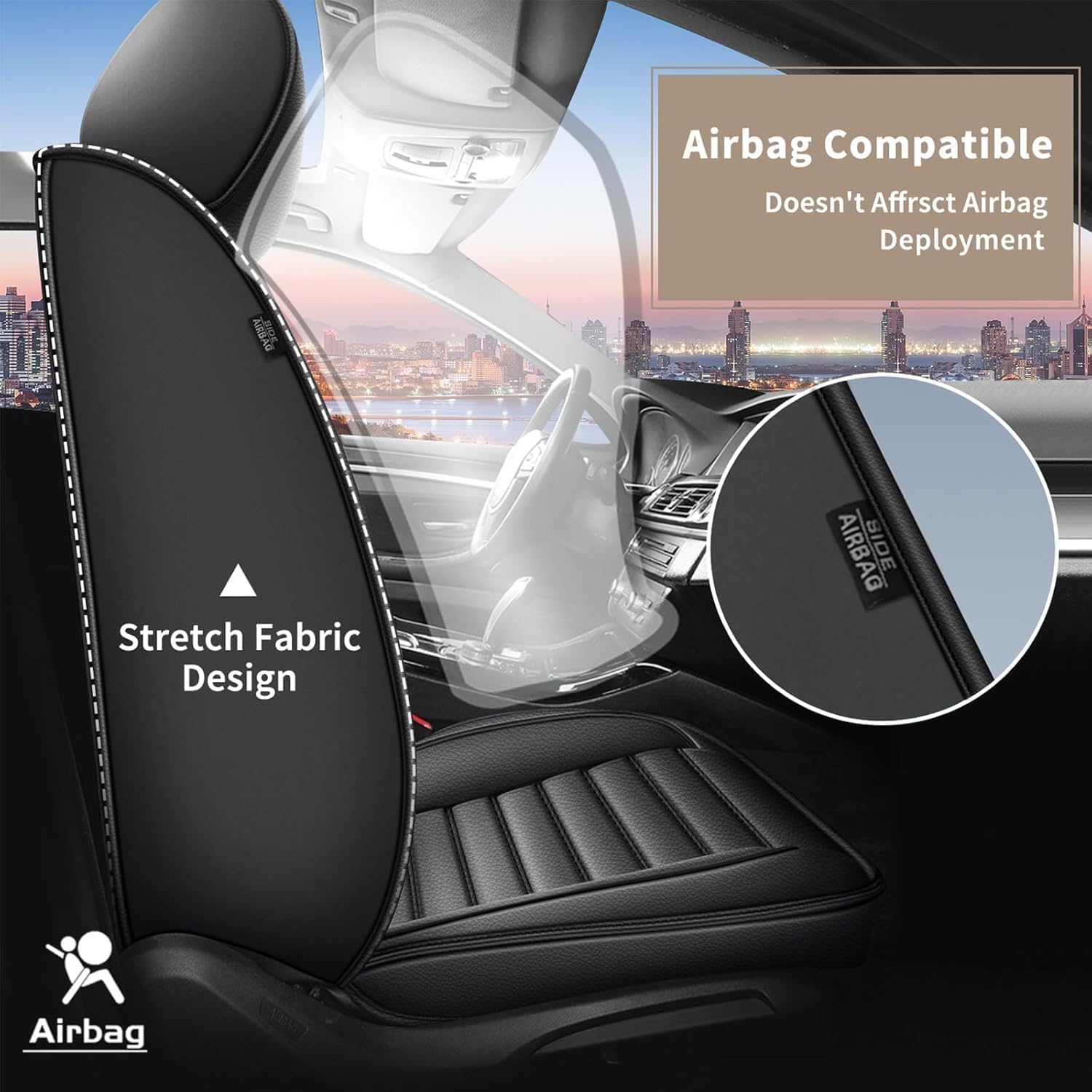 1:1 Custom for Subaru Forester 2019-2025 2026 Premium,Limited,Sport,Touring,Wilderness,Base, Full Set Seat Covers Waterproof Faux Leather Car Seat Covers Compatible Airbag (5 Seats,Black)