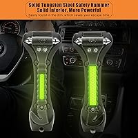 Vista 3 de 2 piezas para romper ventanas de automóvil, rompecristales, cortador de cinturón de seguridad, martillo de seguridad 2 en 1 para automóvil
