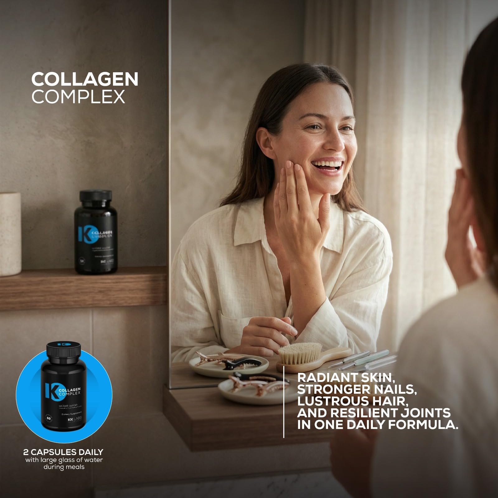 KK Labs Collagen Complex Food Supplement - Daily Collagen Support for Your Beauty and Wellness Routine, Convenient Everyday Serving for Adults Focused on Skin, Hair and Active Living