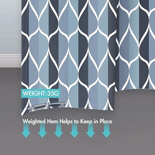 Miniatura 4 de Aegean - Cortina de ducha de tela azul de 60 pulgadas de ancho x 72 pulgadas de alto, diseño impermeable de poliéster, secado rápido, dobladillo