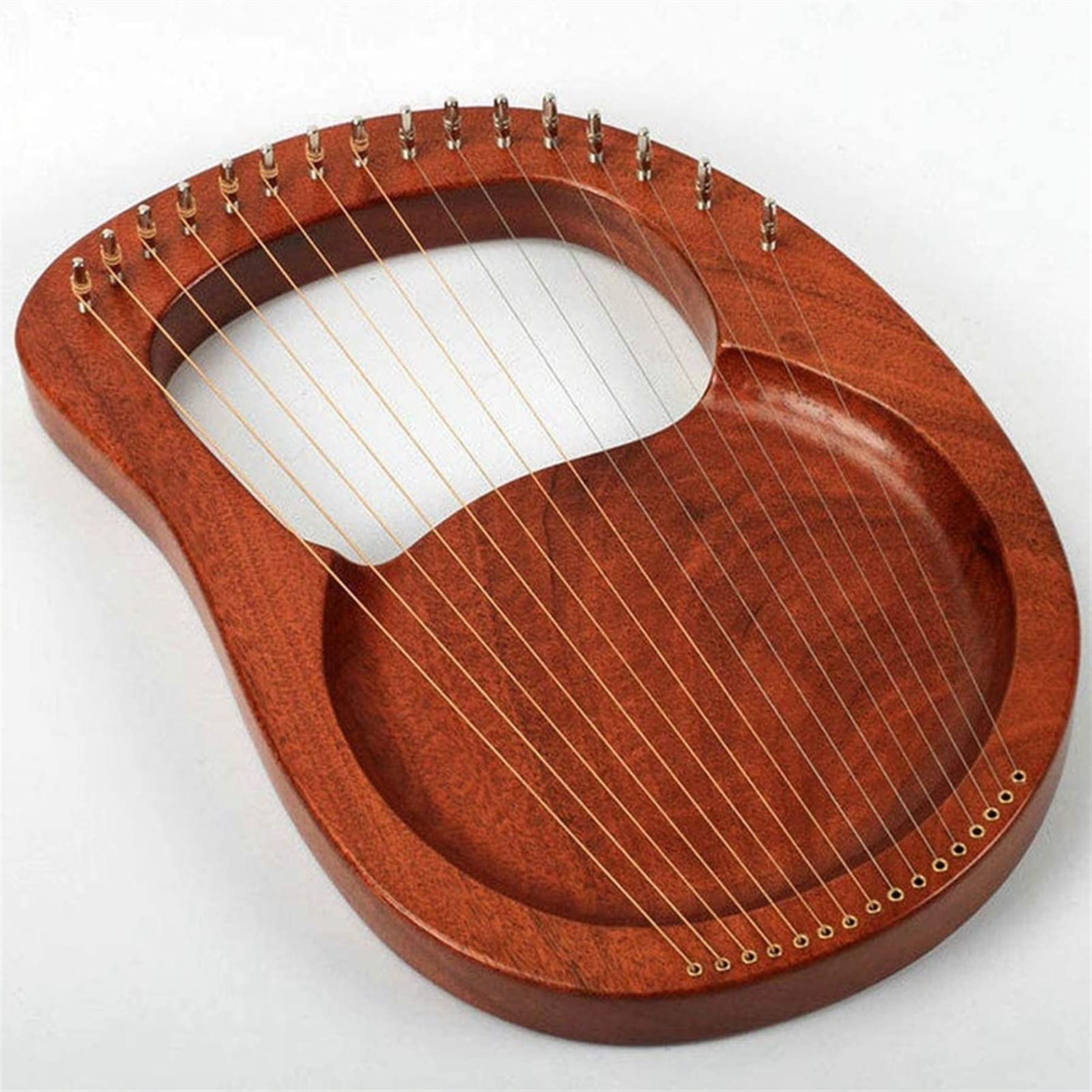 TSTS Lyre Instrument Mahagoni 16 Saite Holz Lyre Harfe Metallsaiten Massivholz String Instrument Mit Tuningschlüssel