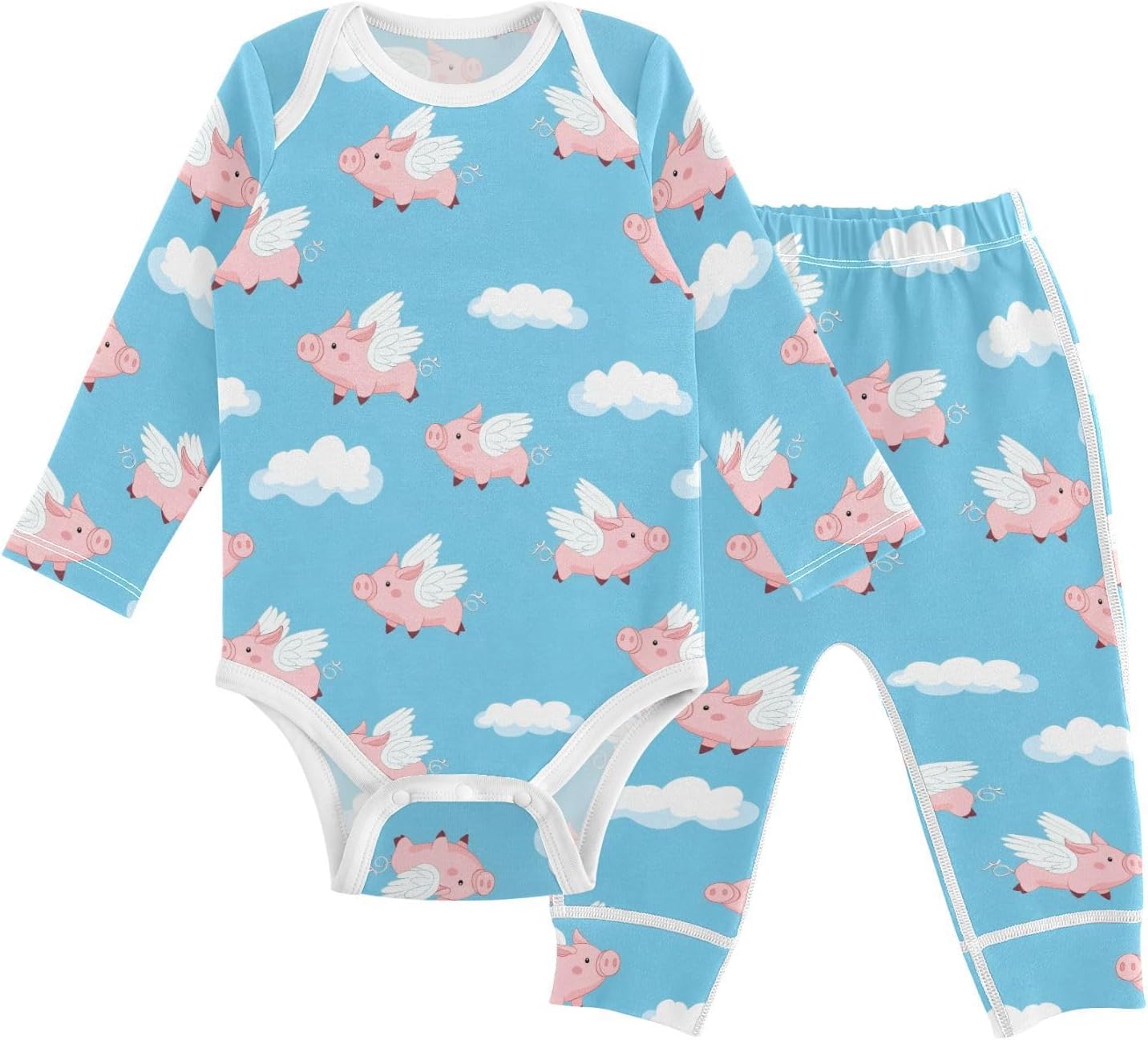 vvfelixl Baby Bodysuits Pants Sets White Gooses Long Sleeve Baby Clothes for Boys Girls 0-24M