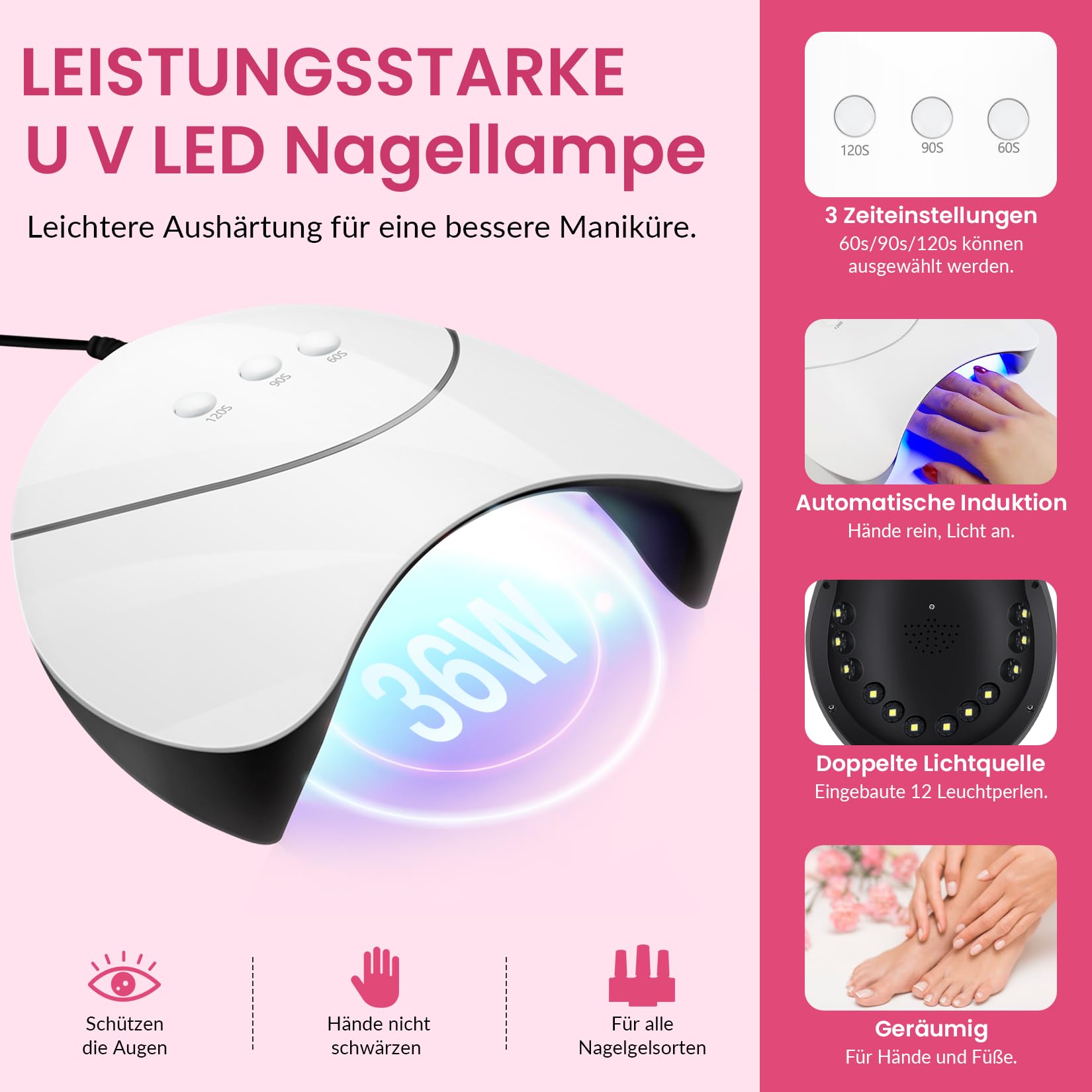 VANREESA U V Nagellack Set, 24 Farben U V Nagellack Rosa Braun Orange Blau Gel Nägel Set mit 36W U V/ LED Nagellampe DIY Nail Art Set Maniküre Starterset Geschenke für Frauen