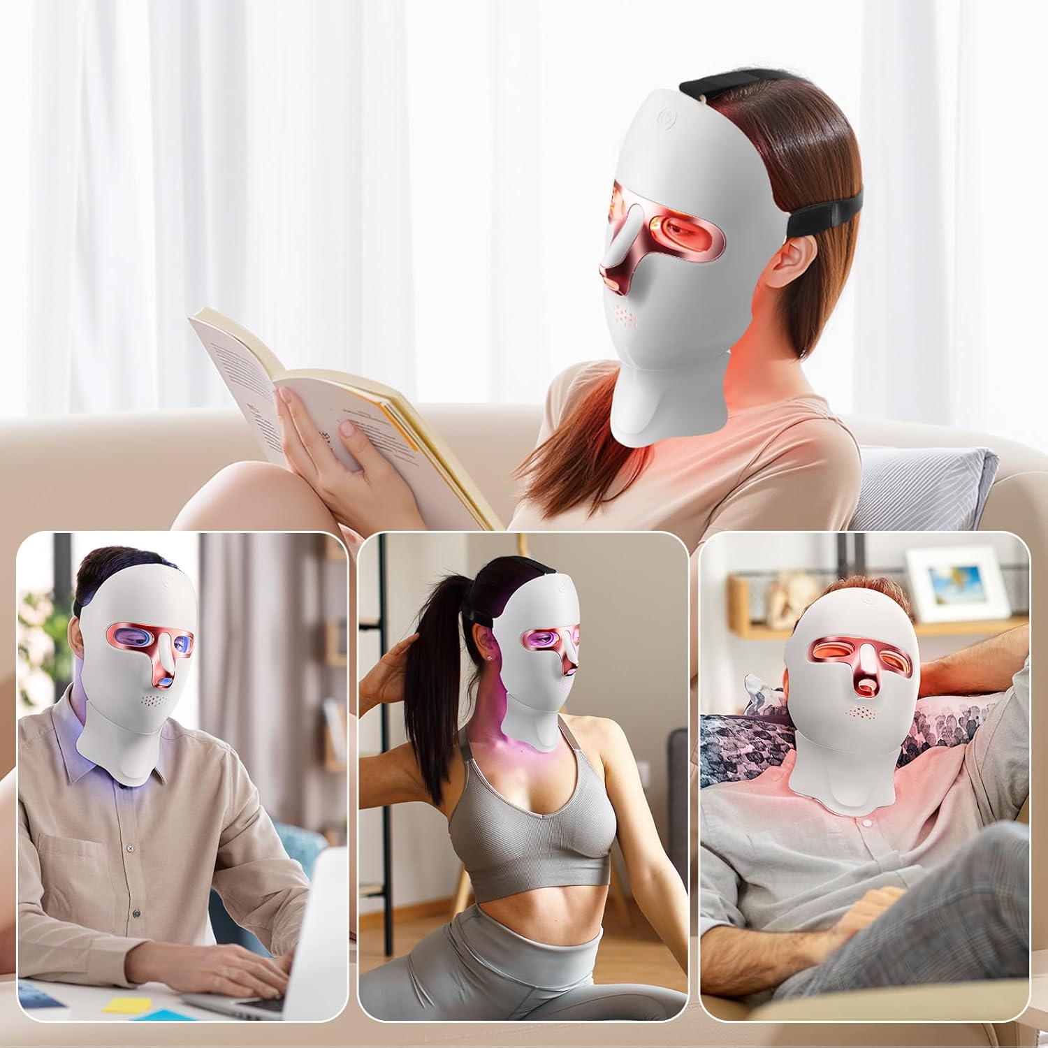 Red Light Therapy Mask for Face,Cordless LED Face Mask Light Therapy,USB C Rechargeable,Infrared Lights Masks for Home Working Travel Yoga Sleep - Image 8