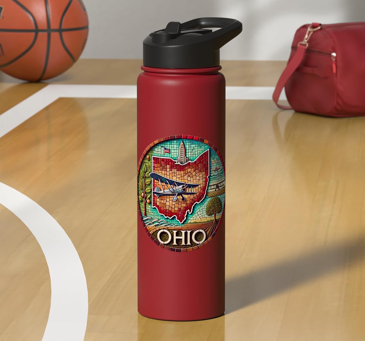 Ohio Mosaic art First in Flight Stainless Steel Insulated Water Bottle