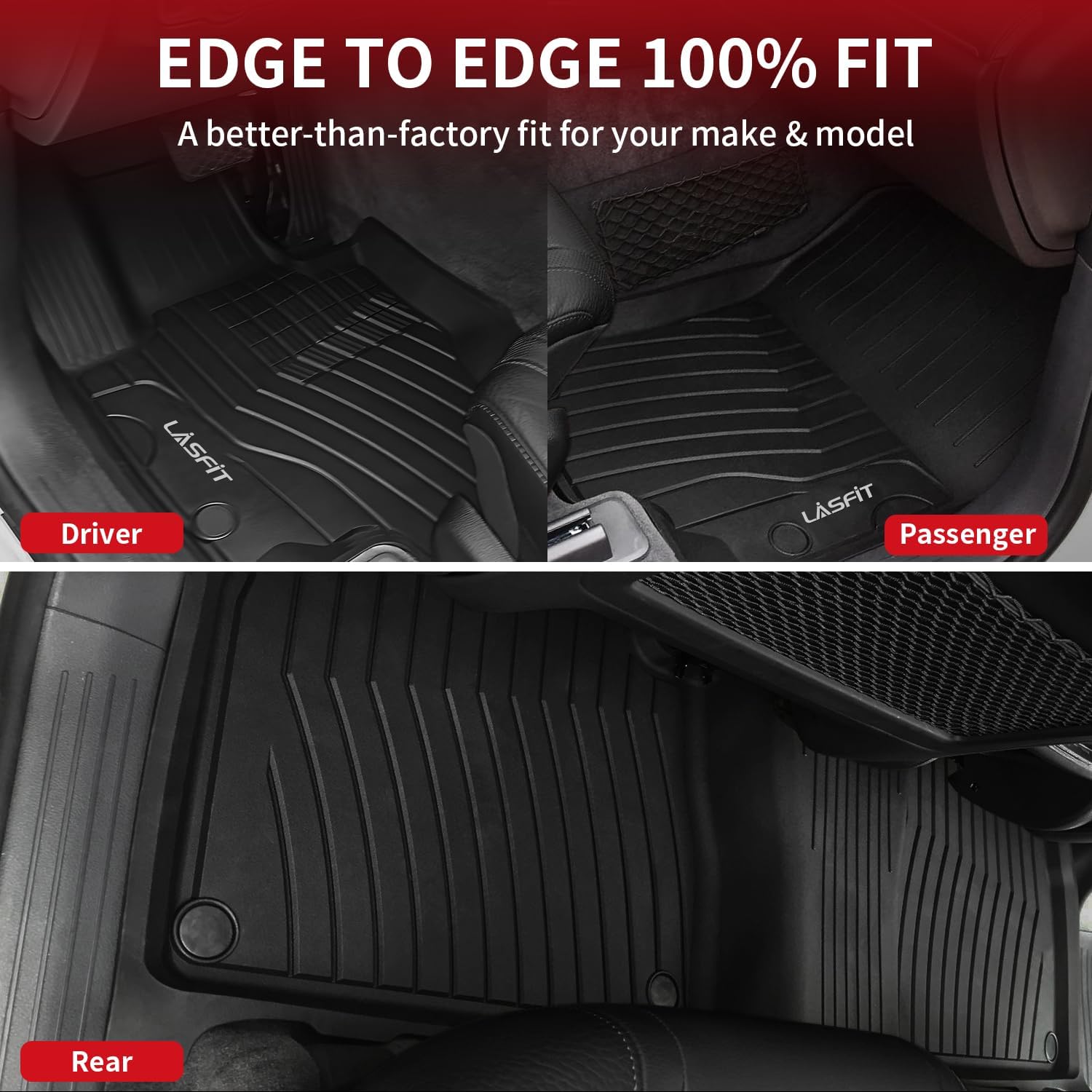 LASFIT Floor Mats for Mercedes Benz GLE SUV 2020-2026 350/450/ 53 AMG (Not Fit Coupe; Fit 5 Seats), All Weather TPE Anti-Slip Floor Liners Custom Fit GLE Car Mats, 1st & 2nd Row Set, Black