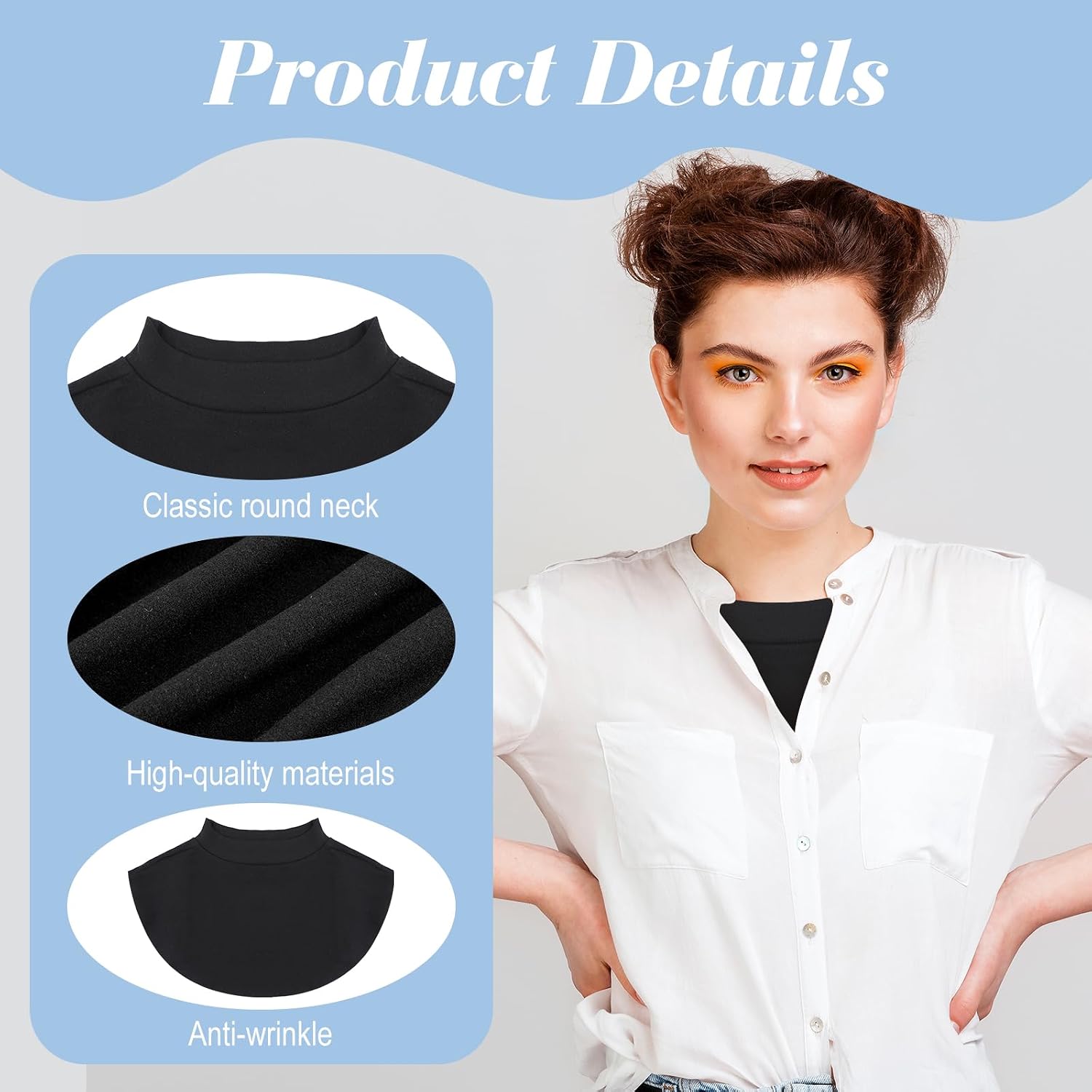 Molain 2 Pcs Cleavage Cover up for Low Neckline, Faux Collar Women Detachable Modesty Panel Mock Camisole Cleavage Cover Suitable for Women and Girls Practical and Versatile