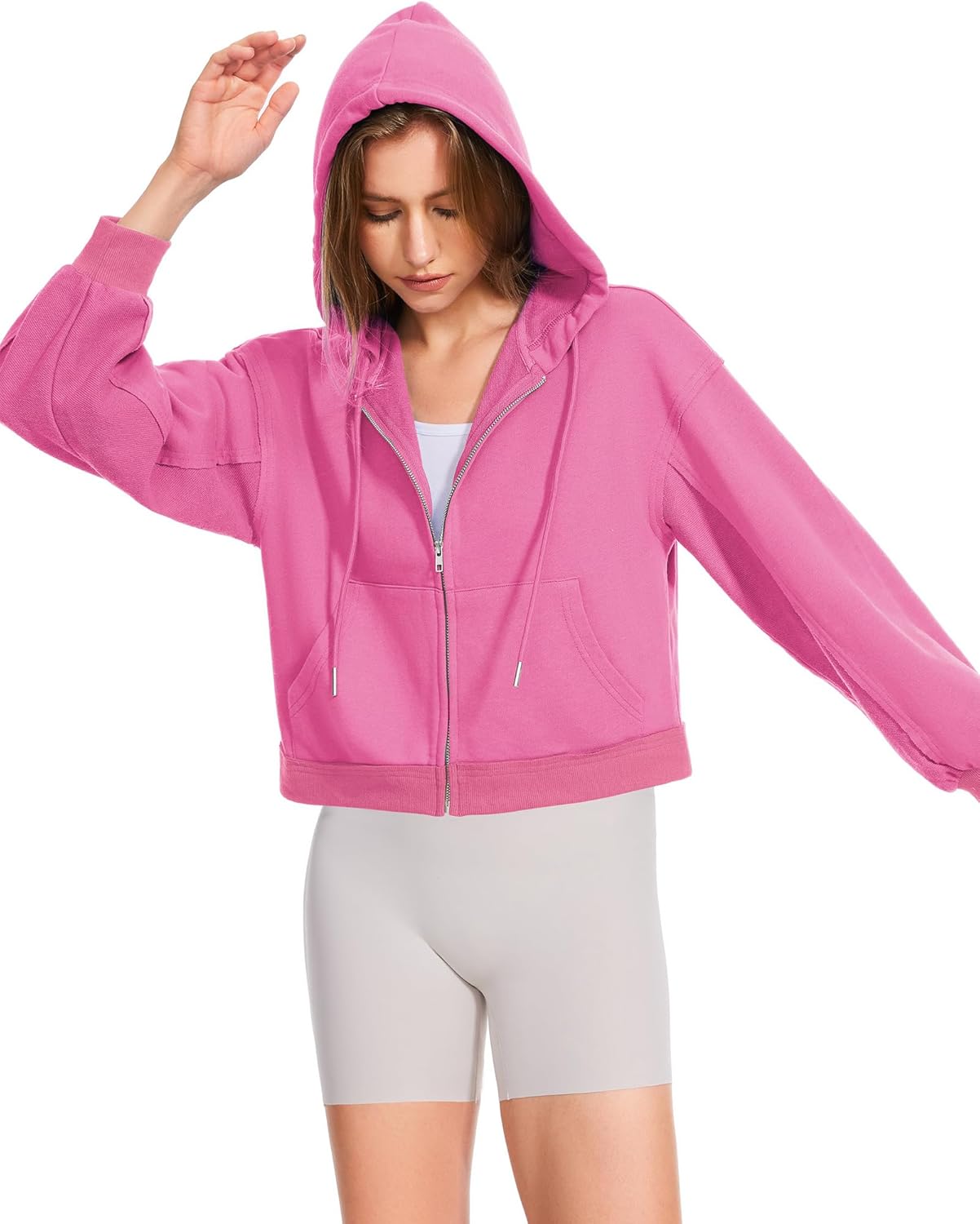 Taurus Womens Cropped Zip Up Hoodies Long Sleeve Lightweight Jacket with Pockets Hooded Sweatshirt Fashion Outfits - Image 3