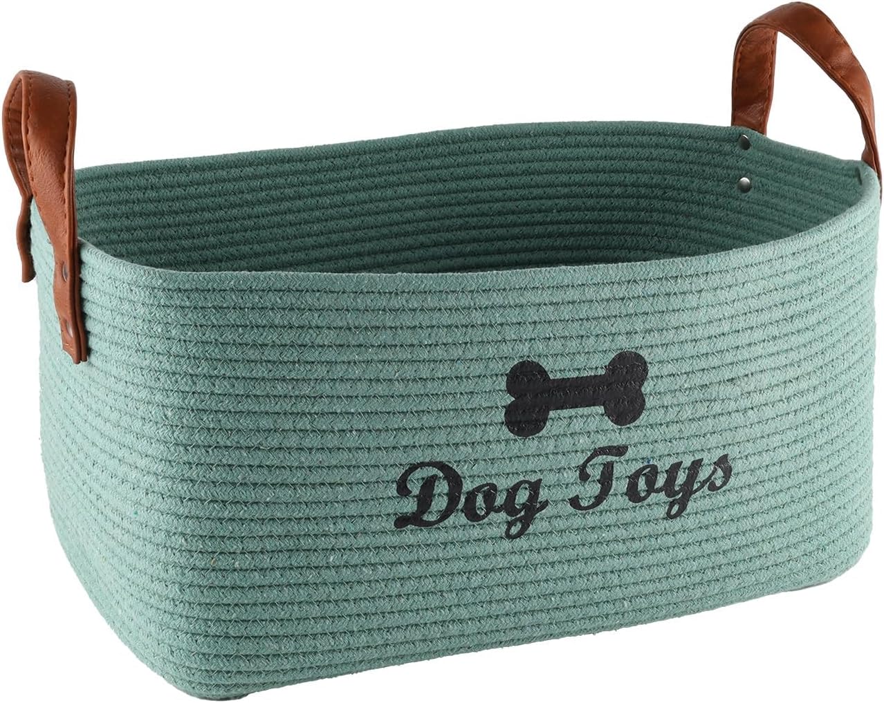 Large Dog Toy Basket, 100% Cotton Rope Dog Toy Storage Bin-Green