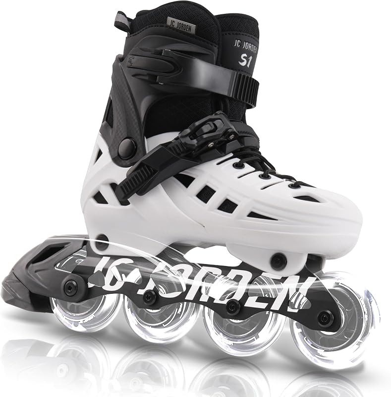 Inline Skates for Kids Girls and Boys, 4 Sizes Adjustable Roller Skates Blades with Full Light Up Wheels for Women Men, Durable Outer Shell, Roller Skates 4-12 Adults