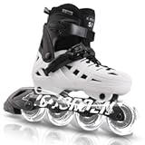 Inline Skates for Kids Girls and Boys&comma; 4 Sizes Adjustable Roller Skates Blades with Full Light Up Wheels for Women Men&comma; Durable Outer Shell&comma; Roller Skates 4-12 Adults