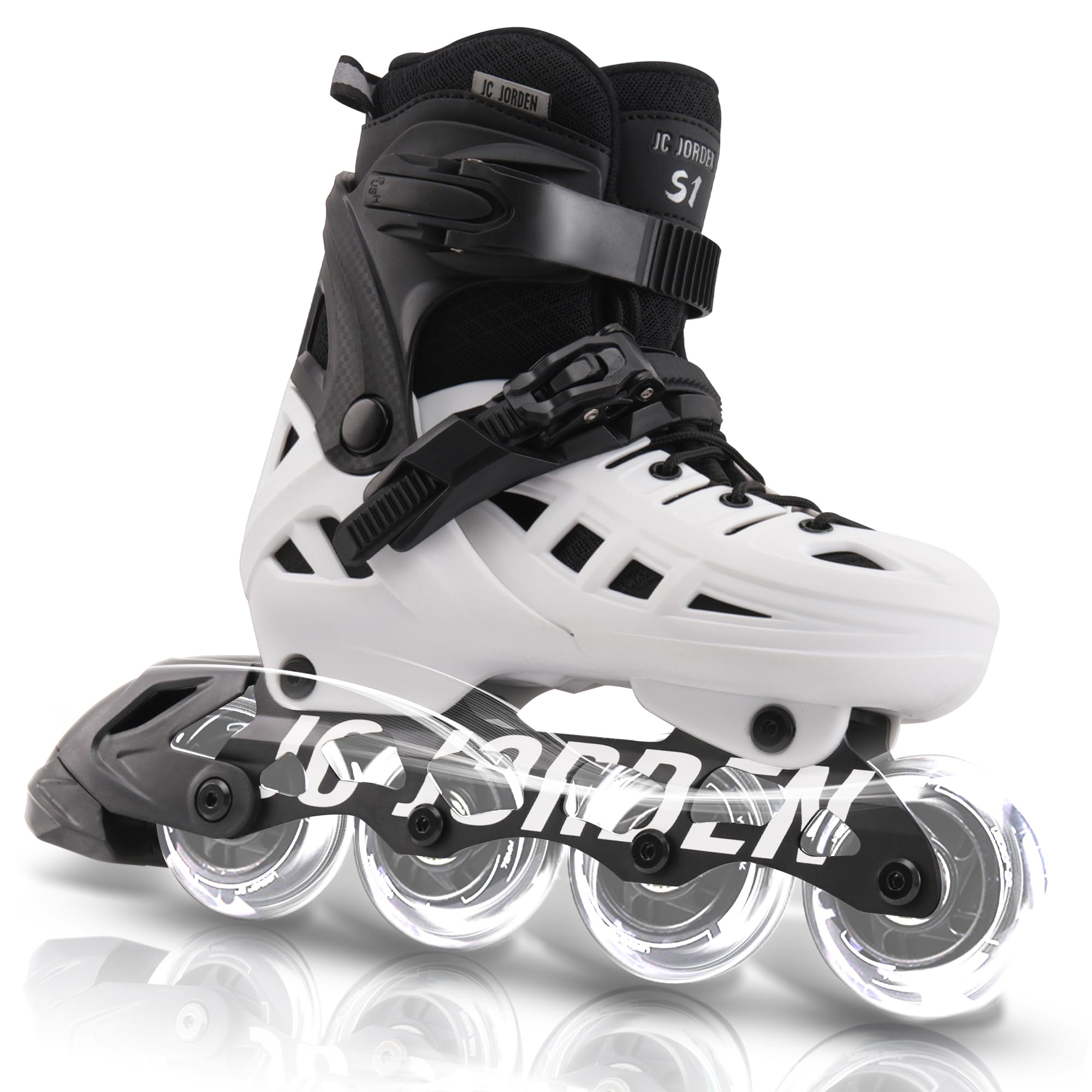 Inline Skates for Kids Girls and Boys, 4 Sizes Adjustable Roller Skates Blades with Full Light Up Wheels for Women Men, Durable Outer Shell, Roller