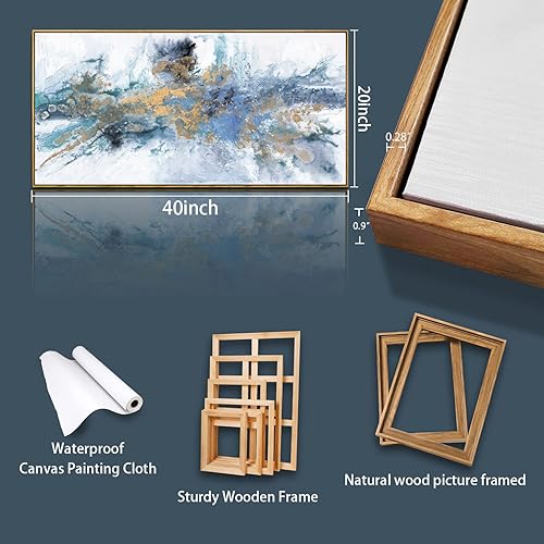 Miniatura 7 de Arte abstracto de pared para sala de estar, lienzo enmarcado de gran tamaño, arte de pared azul marino, arte abstracto para pared, pinturas de arte