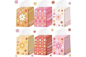 Glenmal 24-Piece Daisy Flower Gift Bags for Spring Goody Treats