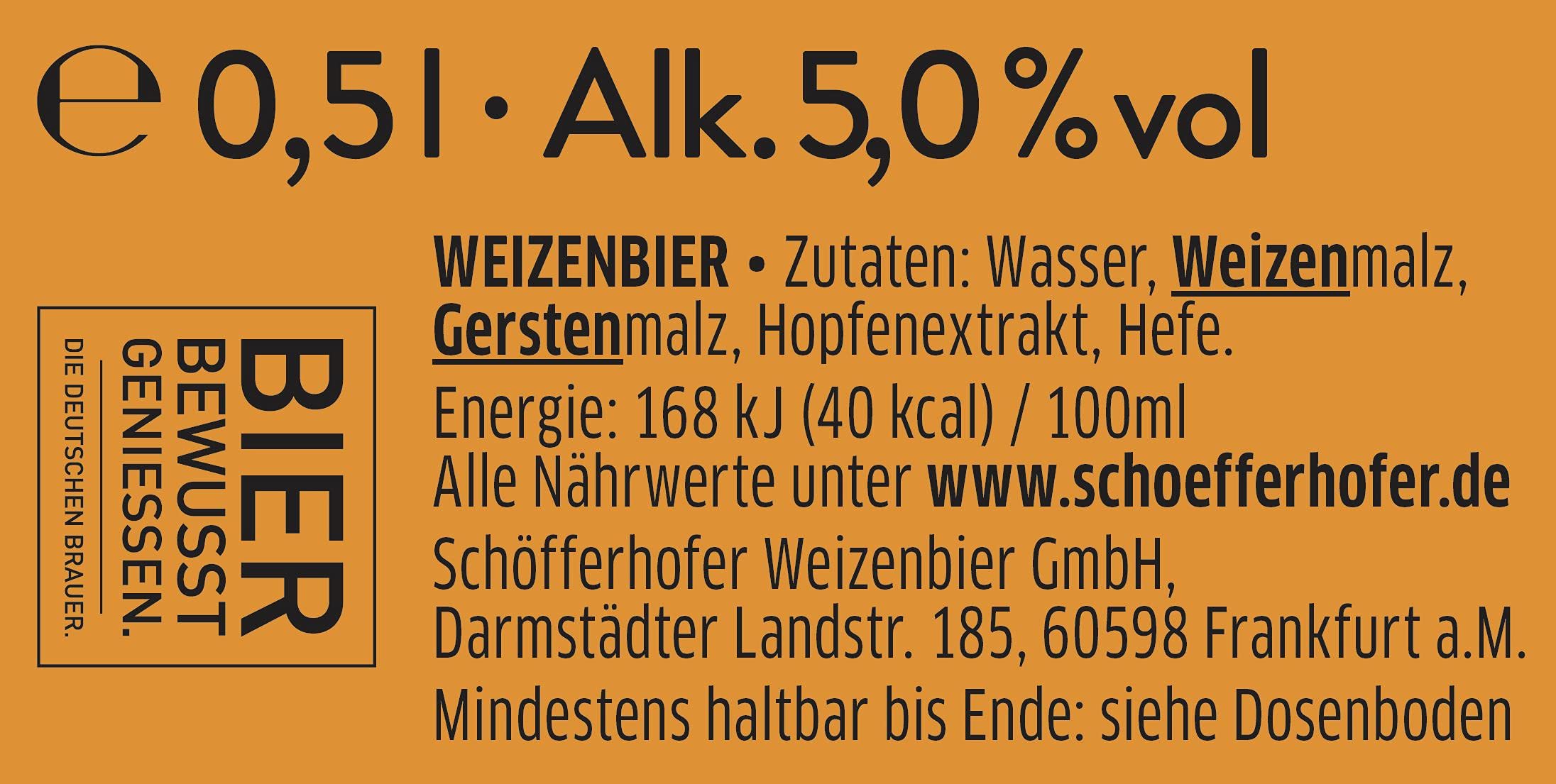 Schöfferhofer Weizen Naturtrüb, EINWEG 24x0,50 L Dose