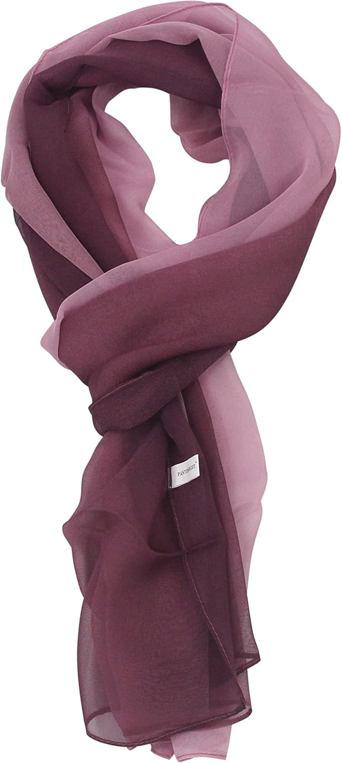 PANTONIGHT Long Chiffon Sheer Scarf Gradient Shaded Colors Lightweight Scarf For Womens