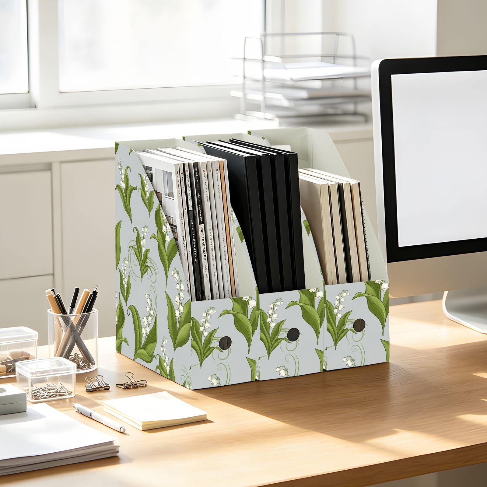Dokumentenmappe, Blumenmuster, Weiß, für Büro