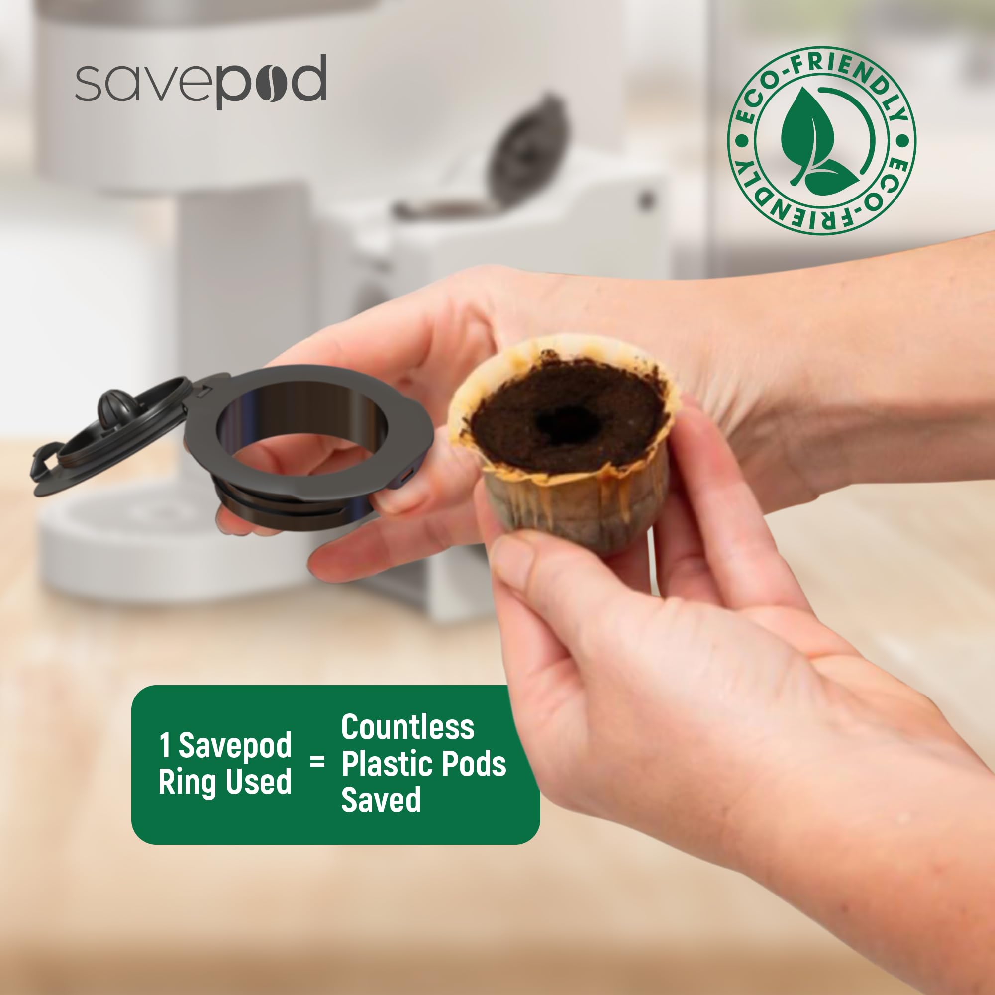 Savepod Anillos reutilizables para cápsulas de café K Cup | Anillo reutilizable sin fondo | Compatible con Keurig1.0 y 2.0 | Sin BPA | Un agujero