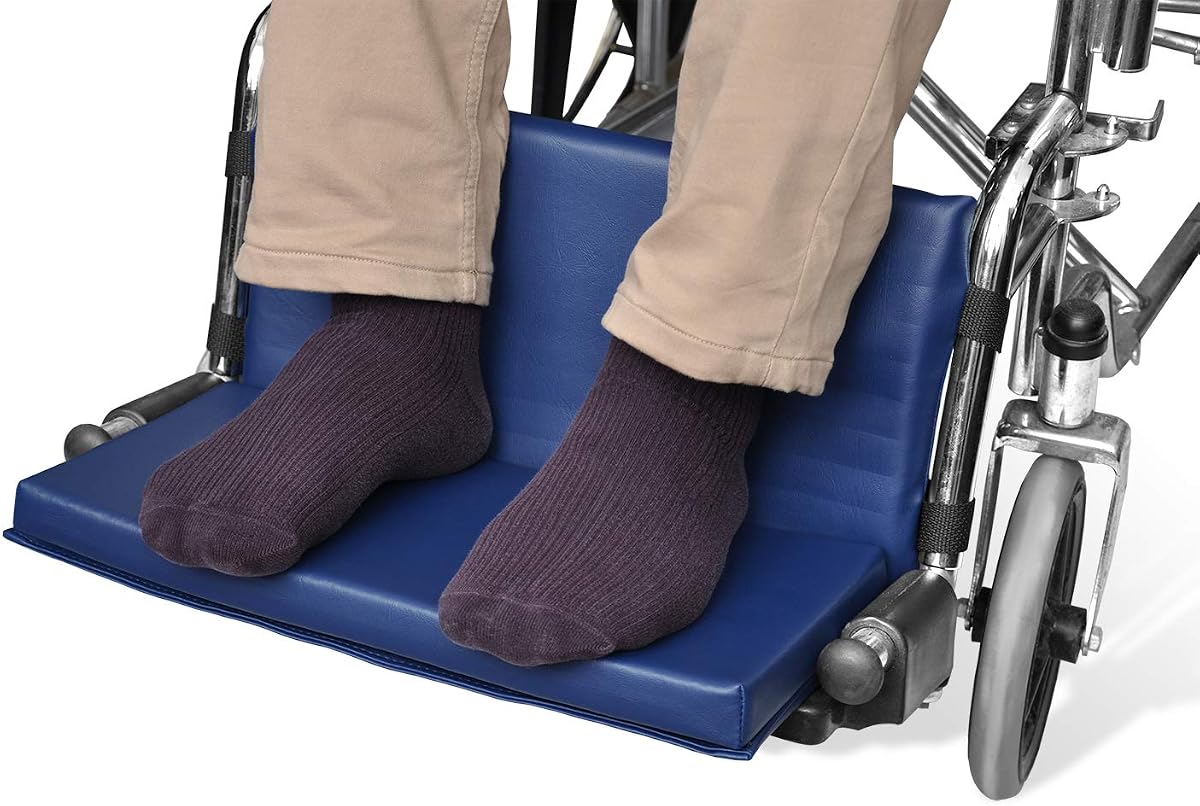 NYOrtho Wheelchair Foot-Rest Extender Elevating Pad - Leg Cushion Protector | Secures Easily with Quick-Release Strap Seat Widths 22" - 24", 1" Foot Platform - Made in USA