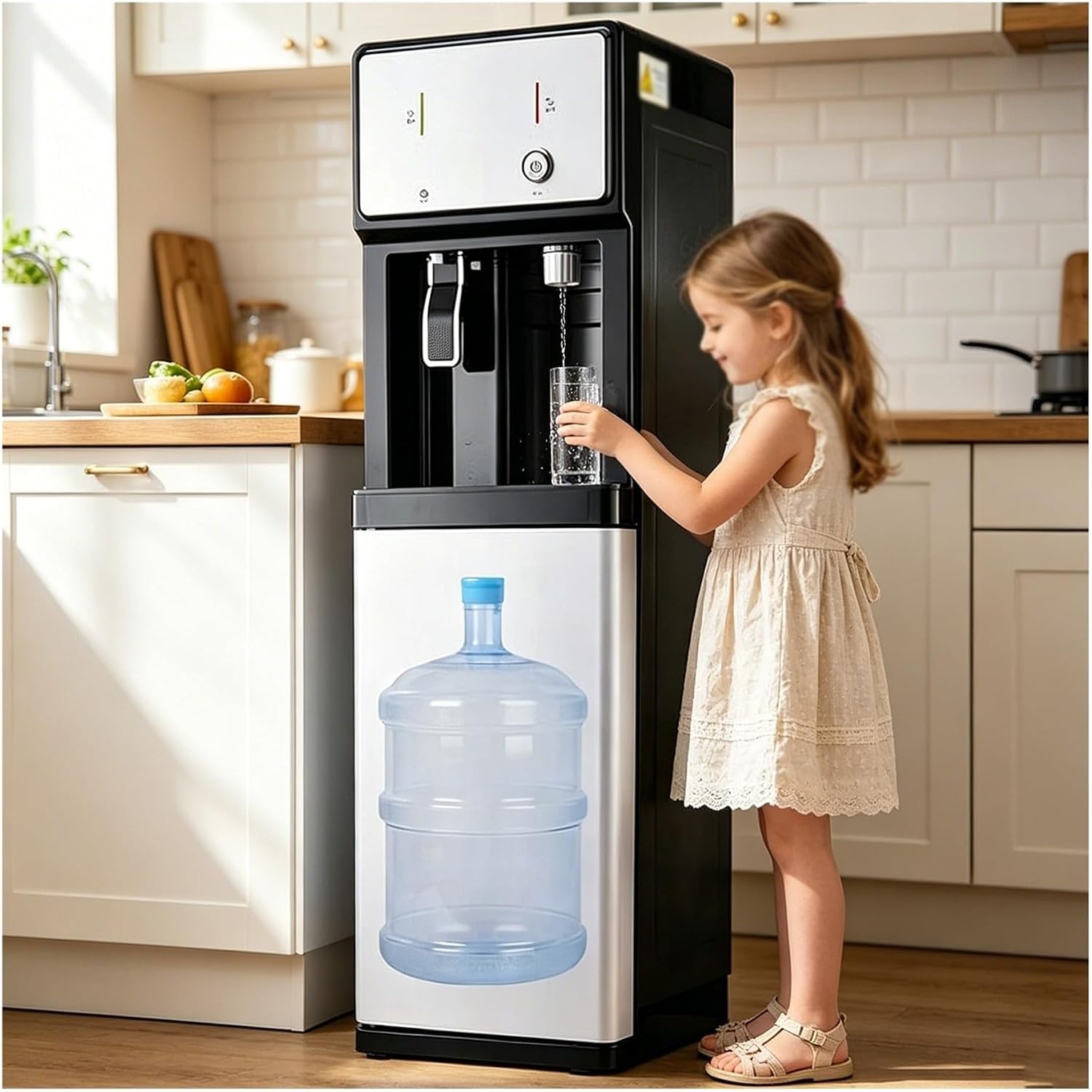 Bottom Loading Water Dispenser,Floor Standing Instant Hot Water Dispenser,Water Cooler with 3-Temperature Adjustment (Hot/Cold/Room),for Home Office Commercial