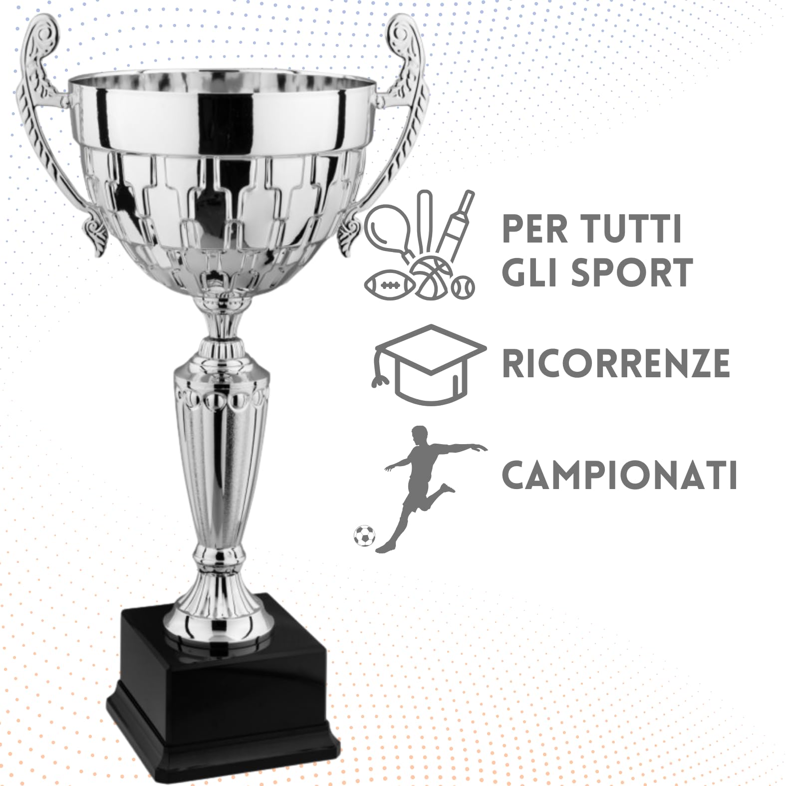 Generico Coppa Trofeo Personalizzabile Grande in Metallo Varie Misure Calcio, Fantacalcio, Tennis, Padel, Basket Premiazioni Sportive ed Eventi con Targhetta Personalizzata cod 7.561