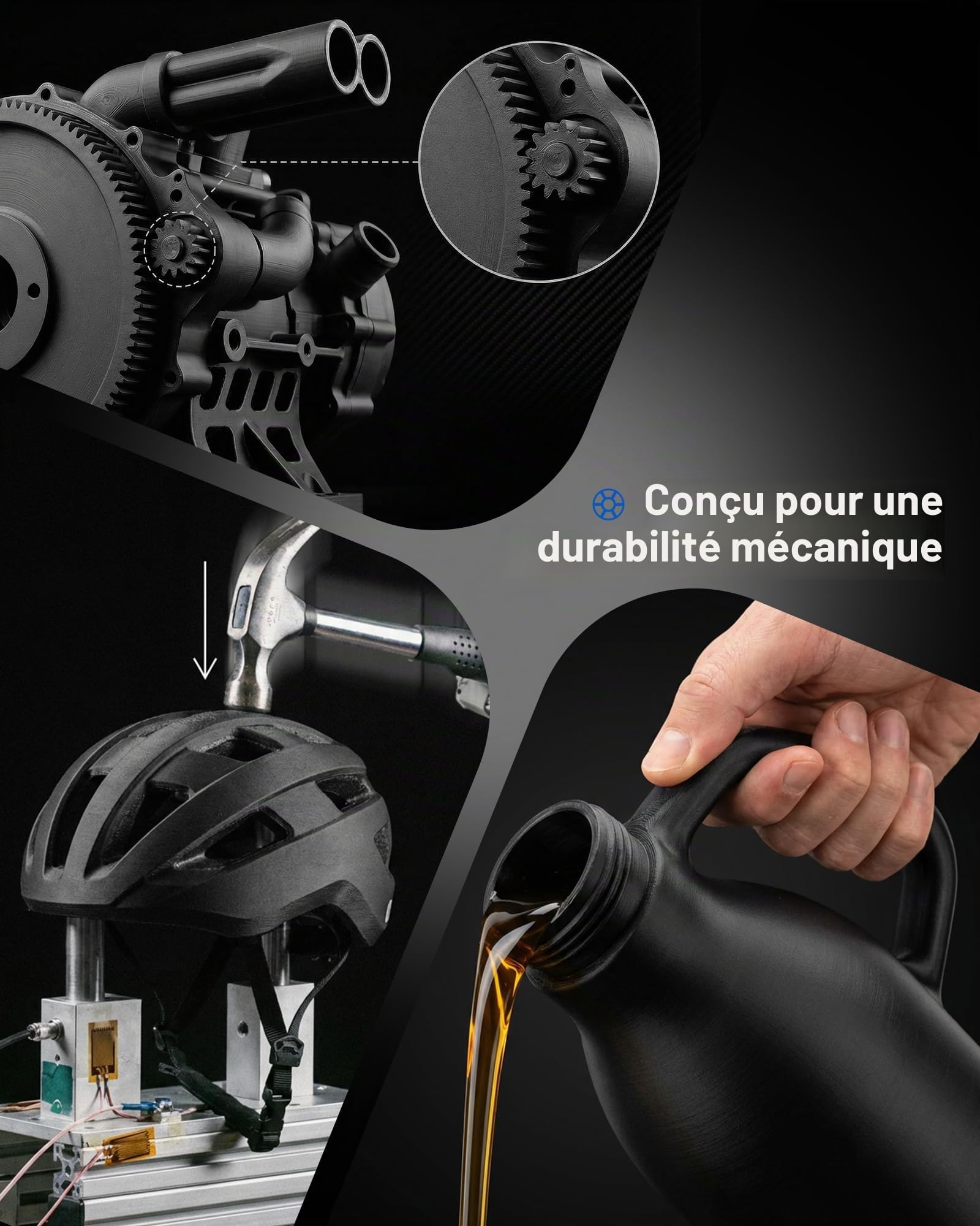 Inslogic Préchauffé PA6-CF Fibre de Carbone Nylon Filament 1.75mm, Noir PA6-CF 20% fibre de carbone, Haute Résistance Filament d'Impression 3D pour Outils Industriels, 1kg