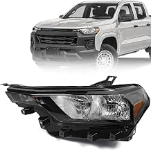 FIONE Halogen Headlight Compatible with Chevy Colorado LT/Work Truck/Trail Boss 2023 2024 2025 Left Driver Headlamp Assembly W/Bulb 87818226 85045266 GM2502545