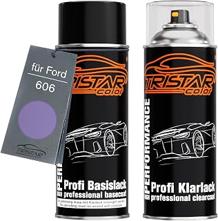 TRISTARcolor Pintura automotriz Set de botes de spray para Ford 606 Purple Ka/Milka Lila Pintura base pintura transparente aerosol 400 ml