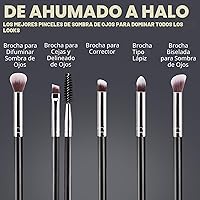 Vista 6 de BEAKEY Juego de brochas de maquillaje, base profesional, corrector de sombra de ojos, aplicador bronceador en polvo, 2 esponjas de licuadora