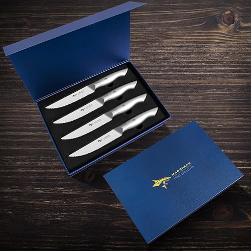 Miniatura 8 de Cuchillos para carne, juego de 4 cuchillos para carne, juego de carne dentada de 5 pulgadas para una experiencia gastronómica excepcional