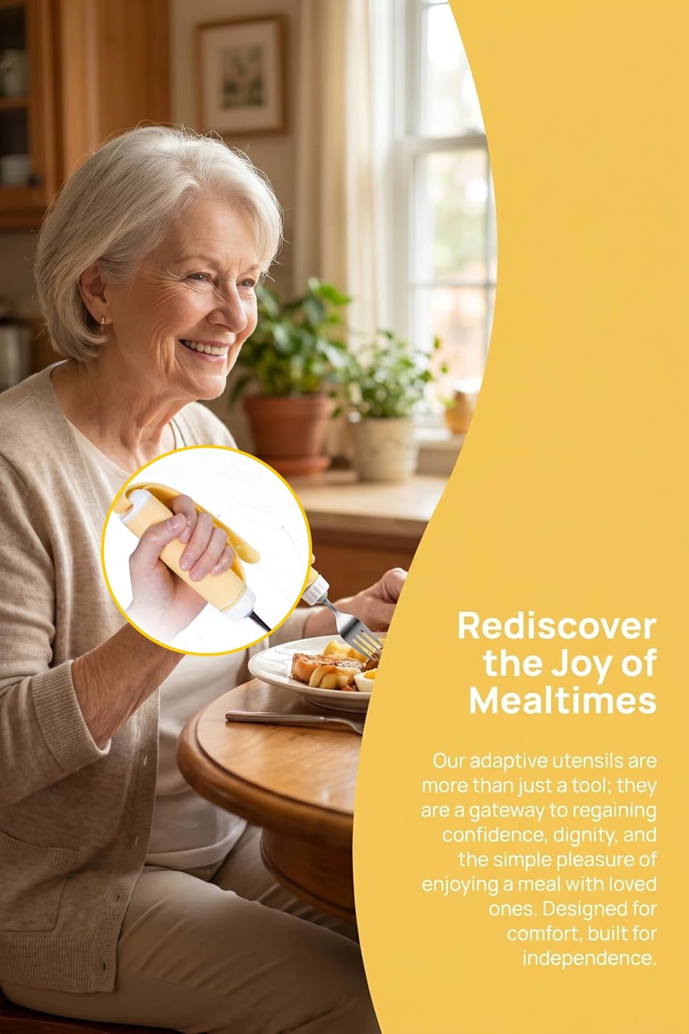 Tremors Elderly Assistance Products,Spoon and Fork Two Piece Set,Handicap Accessories for Daily Living,Adaptive Equipment,Aids for Living,Eating Utensils Sets.(yellow)