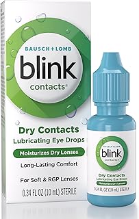 Blink Contacts Lubricating Eye Drops for Soft & RGP Contact Lenses, Lubricant Eye Drops with Hyaluronate for Hydration, Mo...