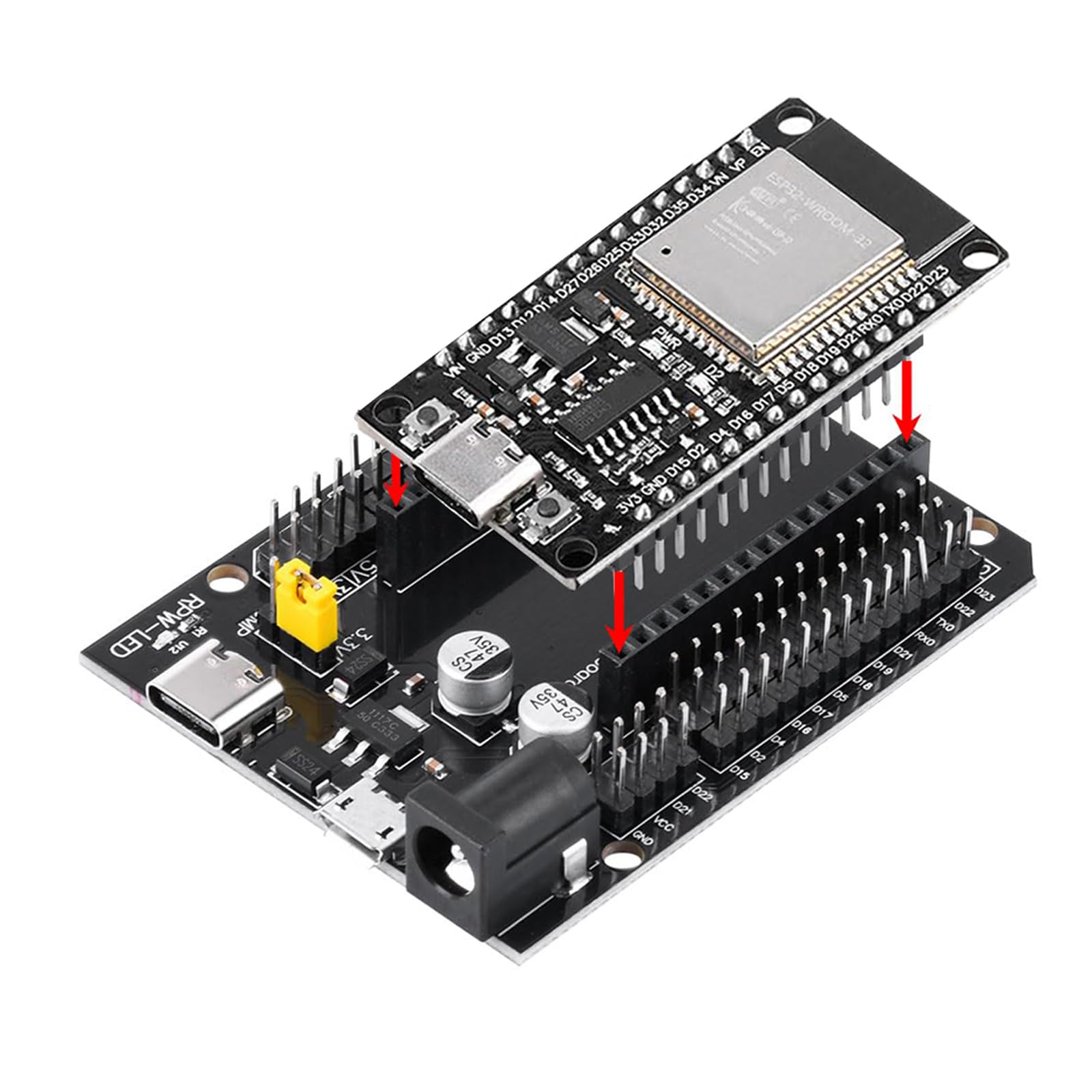 2 set per ESP32S e adattatore terminale NodeMcu per ESP32 Scheda di sviluppo WiFi Bluetooth WLAN Chip CH340