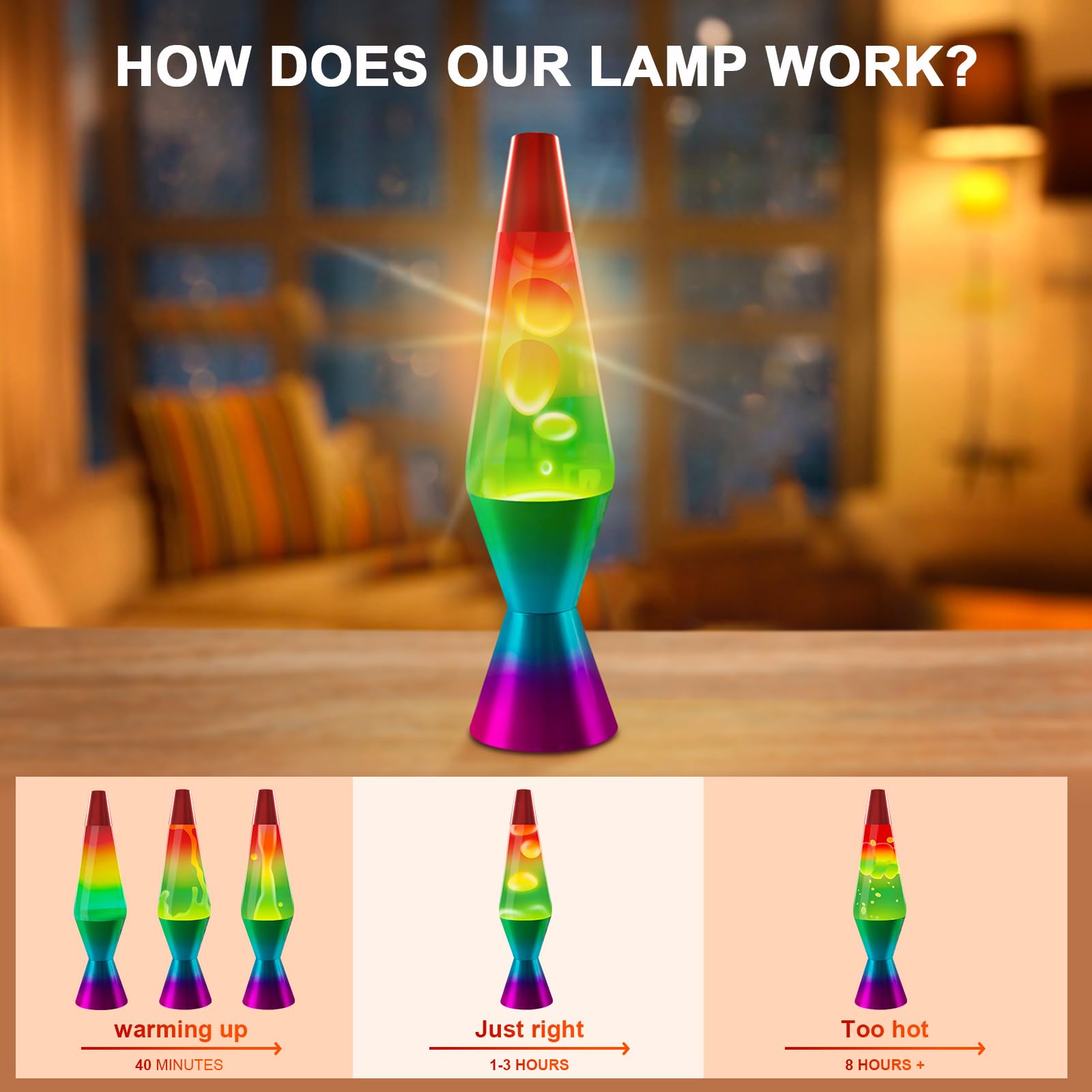 FBSPORT lampara de lavaLamp,Lámpara efecto relajante,Luces nocturnas lámparas de lavanda para la decoración del dormitorio, lámparas de oficina adolescentes y niños