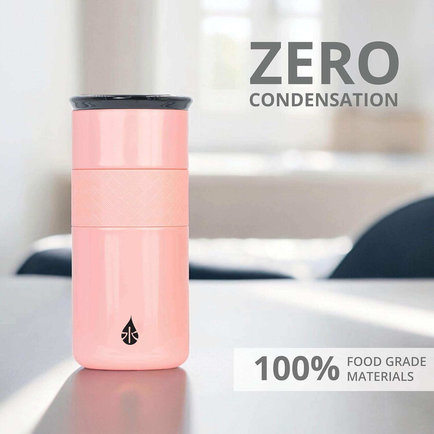 Elemental Artisan Insulated Tumbler, Triple Wall Coffee Travel Tumbler, Reusable Stainless Steel with Ceramic Lid, Thermal Coffee Cup for Hot (6 Hrs) & Cold (18 Hrs), 16oz - Gloss Rose