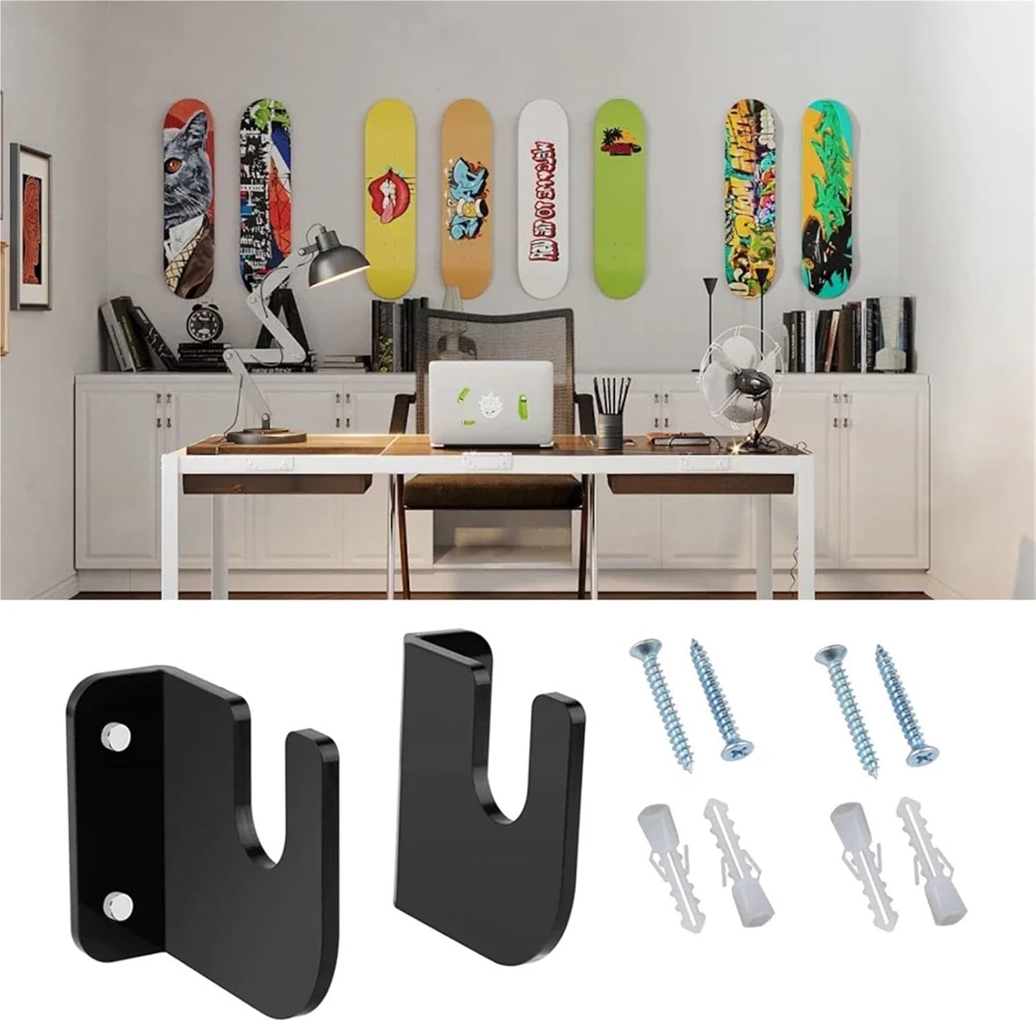 Skateboard Wall Mount 5 Pairs Skateboard Wall Mount Acrylic Skate Board Holder Display Rack Indoor Floating Storage Stand for Deck Display Storage
