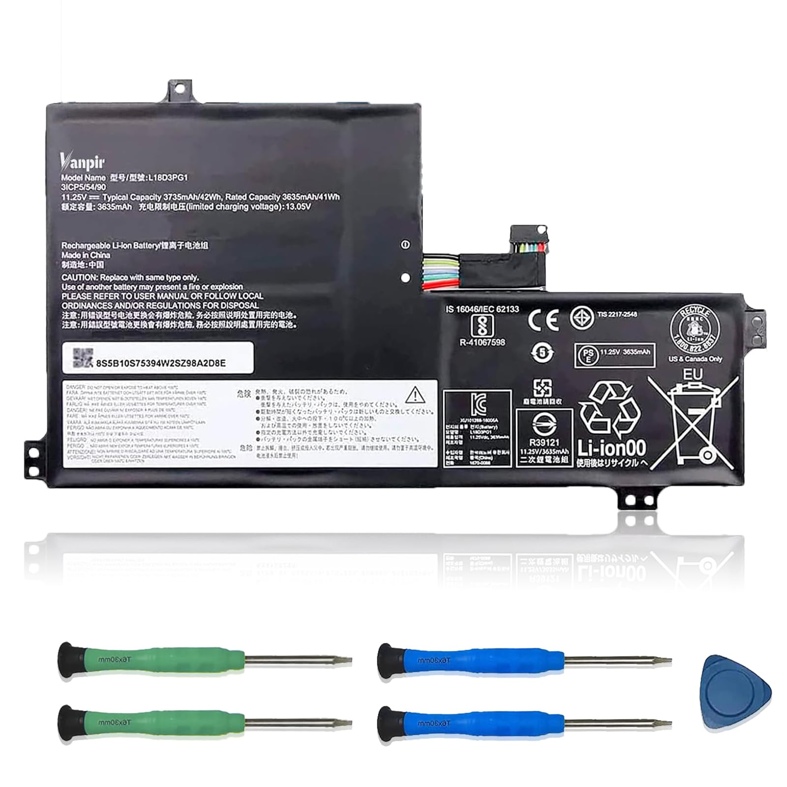 L18D3PG1 L17M3PB0 42Wh Laptop Battery Replacement for Lenovo 300E 500E Chromebook 2nd Gen/100E 300E 2nd Gen, 100E 500E Chromebook 1st Gen/100E Series L17L3PB0 L17C3PG0 5B10S75394 Shape-A