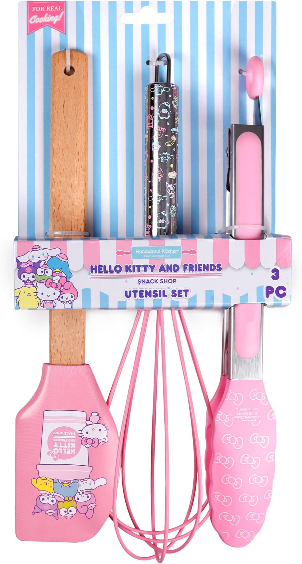 Handstand Kitchen Hello Kitty and Friends Snack Shop Kitchen Utensil Set with 10.75" Tongs, 10.75" Spatula and 11" Whisk