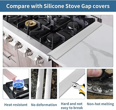 Stove Gap Covers Stainless Steel 2 Packs, 13.8'' to 27.5'' Adjustable Stove Gap Filler | Heat Resistant, Easy-Clean Not Sharp Cooker Gap Filler & Countertop Trim Kit for Kitchen, Oven & Washer