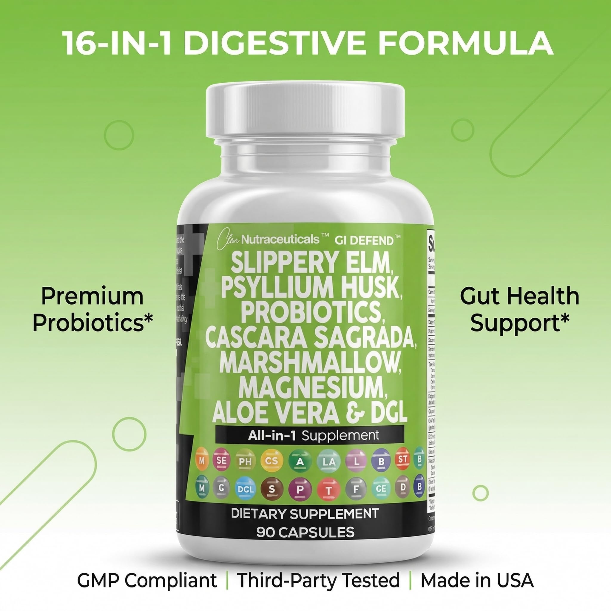 Clean Nutraceuticals Slippery Elm Psyllium Husk Pre Probiotic Digestive Gut Health Supplement with Aloe Vera Cascara Sagrada Marshmallow Root DGL Licorice Senna Extract — Amazon image 8